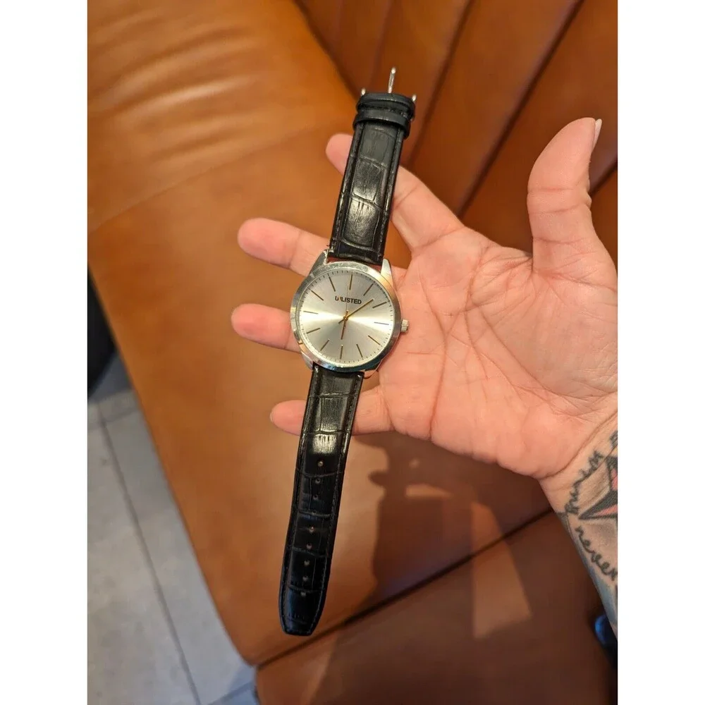 UNLISTED Men's Casual Watch Black Band Stainless Steel Back‎ UNTESTED